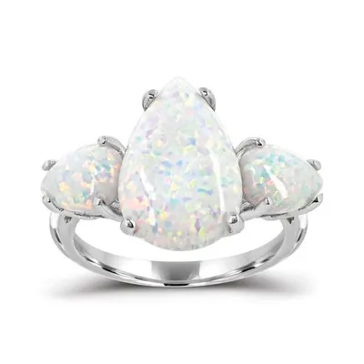 Sterling Silver Created Opal Ring