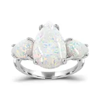 Sterling Silver Created Opal Ring