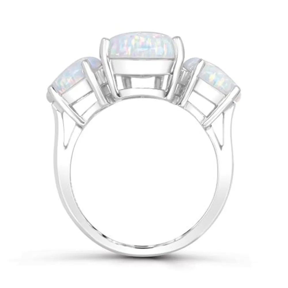 Sterling Silver Created Opal Ring