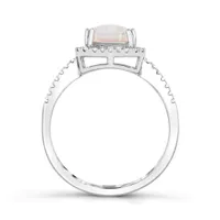 Sterling Silver Created Opal and Created White Sapphire Ring