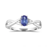 10K White Gold Tanzanite and Diamond Ring