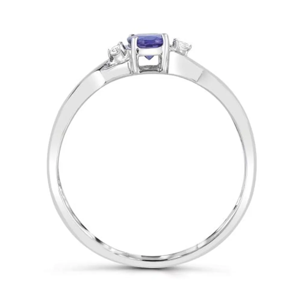 10K White Gold Tanzanite and Diamond Ring