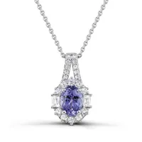 Sterling Silver Tanzanite & White Zircon 18" Pendant