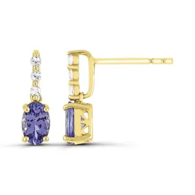 10K Yellow Gold Tanzanite and White Sapphire Earrings