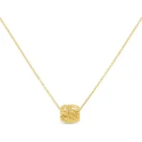 10K Yellow Gold 18" Diamond Cut Barrel Pendant