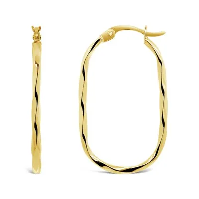 10K Gold Twisted Oval Hoop Earring