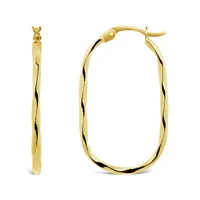 10K Yellow Gold Twisted Oval Hoop Earring