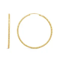 10K Yellow Gold Diamond Cut Hoop Earring