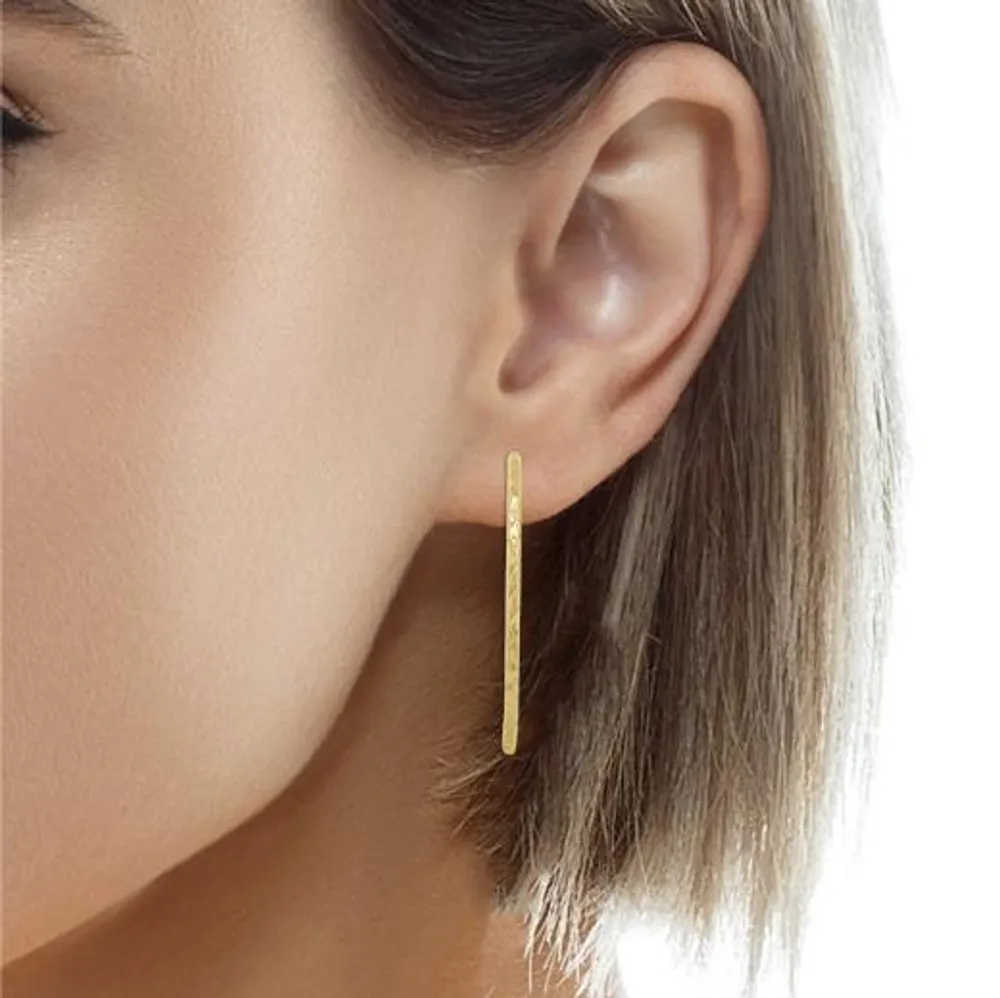 10K Yellow Gold Diamond Cut Hoop Earring