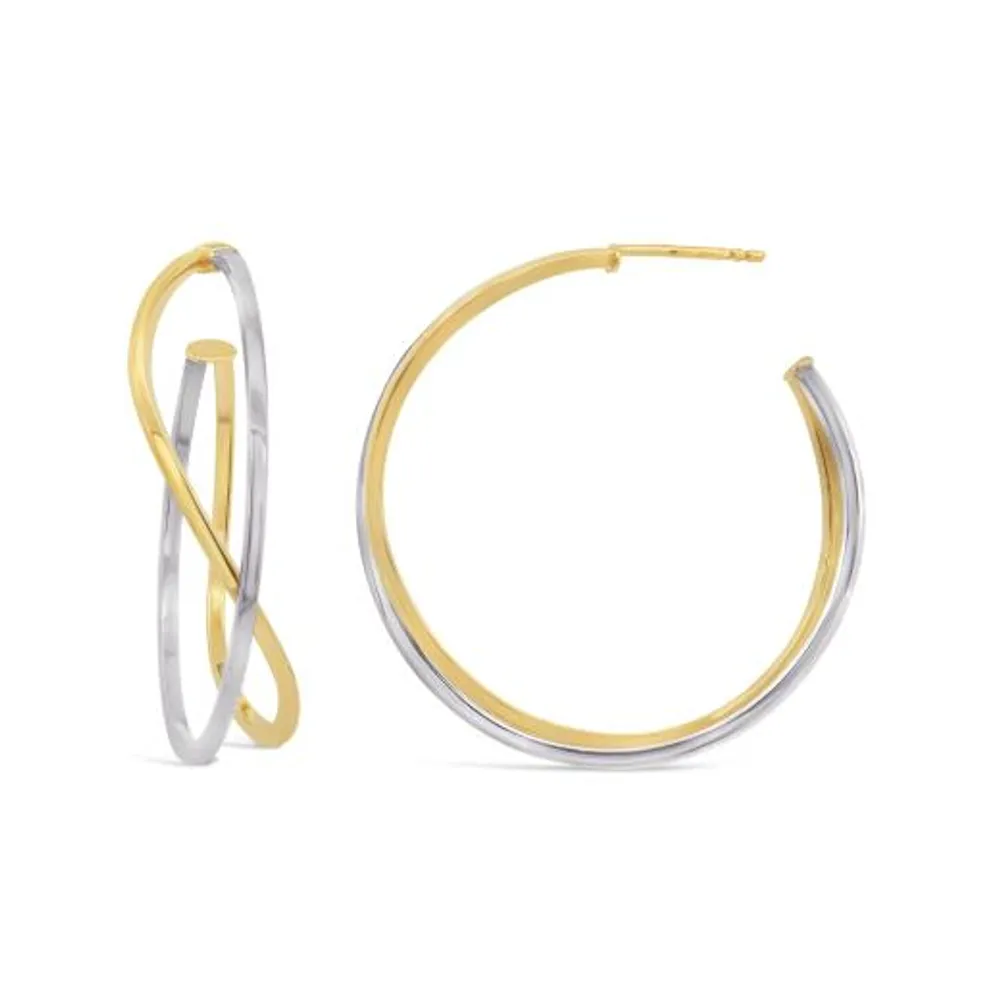 10K Yellow & White Gold Double Twisted Hoop Earring