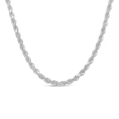 10K White Gold 20" 2mm Semi Solid Diamond Cut Rope Chain