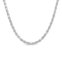 10K White Gold 20" 2mm Semi Solid Diamond Cut Rope Chain