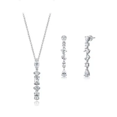 Sterling Silver Cubic Zirconia Pendant and Earring Set