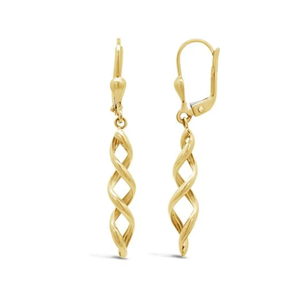 10K Yellow Gold Corkscrew Drop Earrings