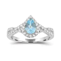 Sterling Silver Sky Blue Topaz and White Topaz Ring