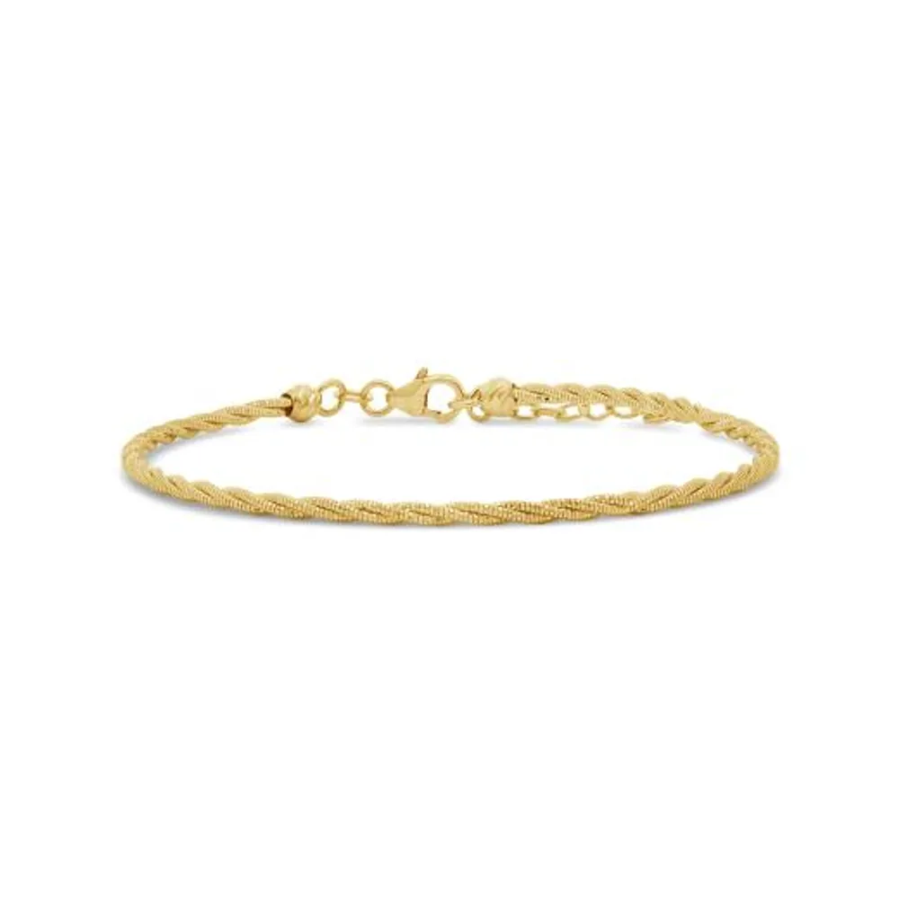 10K Yellow Gold 7" + 1" Extender Braided Spring Omega Bracelet