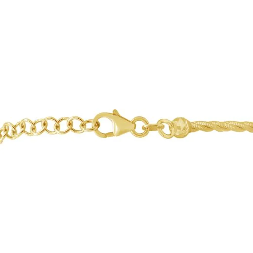 10K Yellow Gold 7" + 1" Extender Braided Spring Omega Bracelet