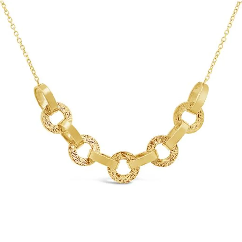 10K Yellow Gold Diamond Cut Disc Necklace 18