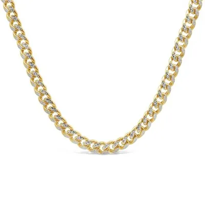 10K Yellow Gold 5.35mm 20" Semi Solid Cuban Diamond Cut Pave Chain