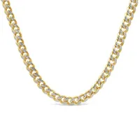 10K Yellow Gold 5.35mm 20" Semi Solid Cuban Diamond Cut Pave Chain