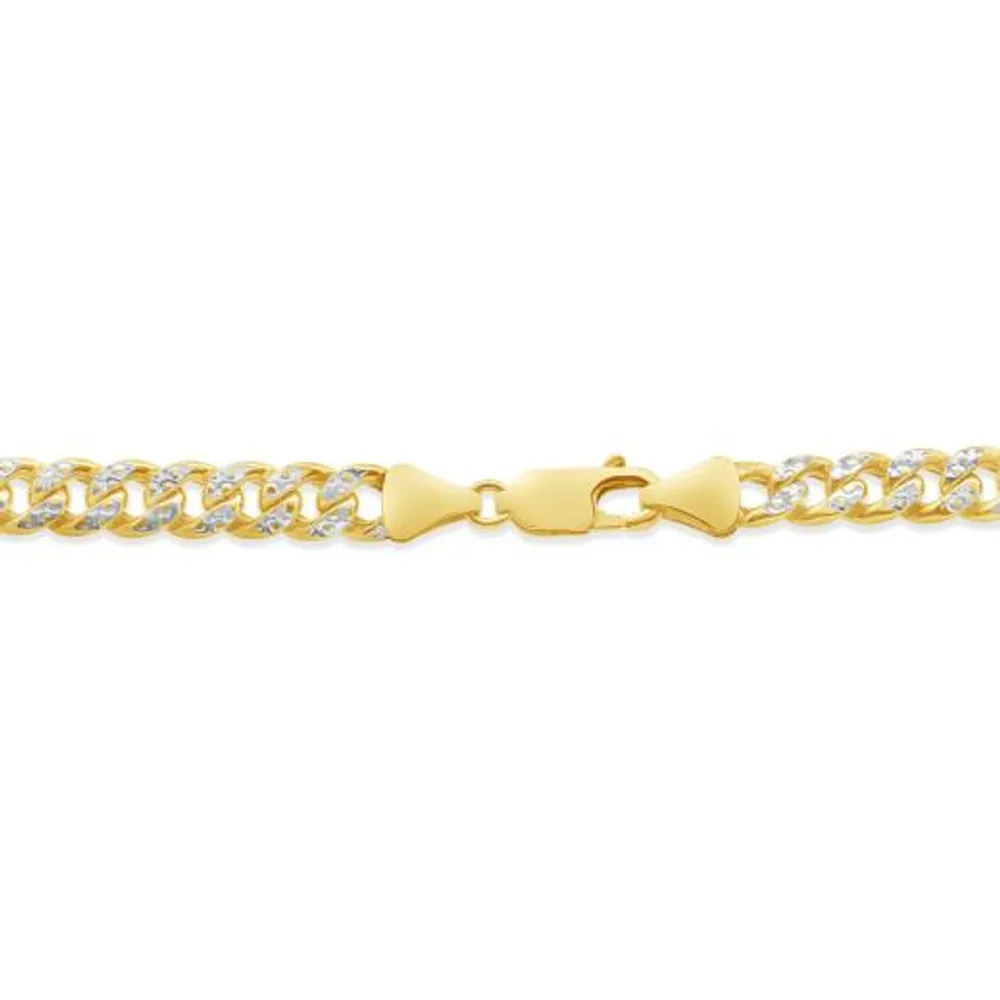 10K Yellow Gold 5.35mm 20" Semi Solid Cuban Diamond Cut Pave Chain