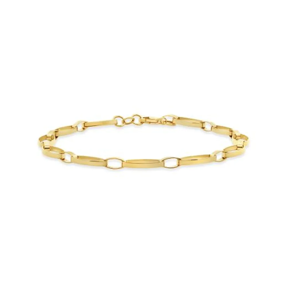 10K Yellow Gold 7.5" Oval Paperclip Link Bracelet