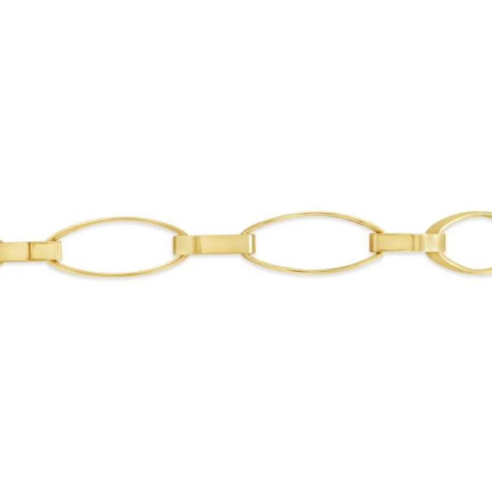 10K Gold 7.5" Oval Paperclip Link Bracelet