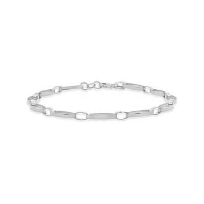 10K White Gold 7.5" Oval Paperclip Link Bracelet