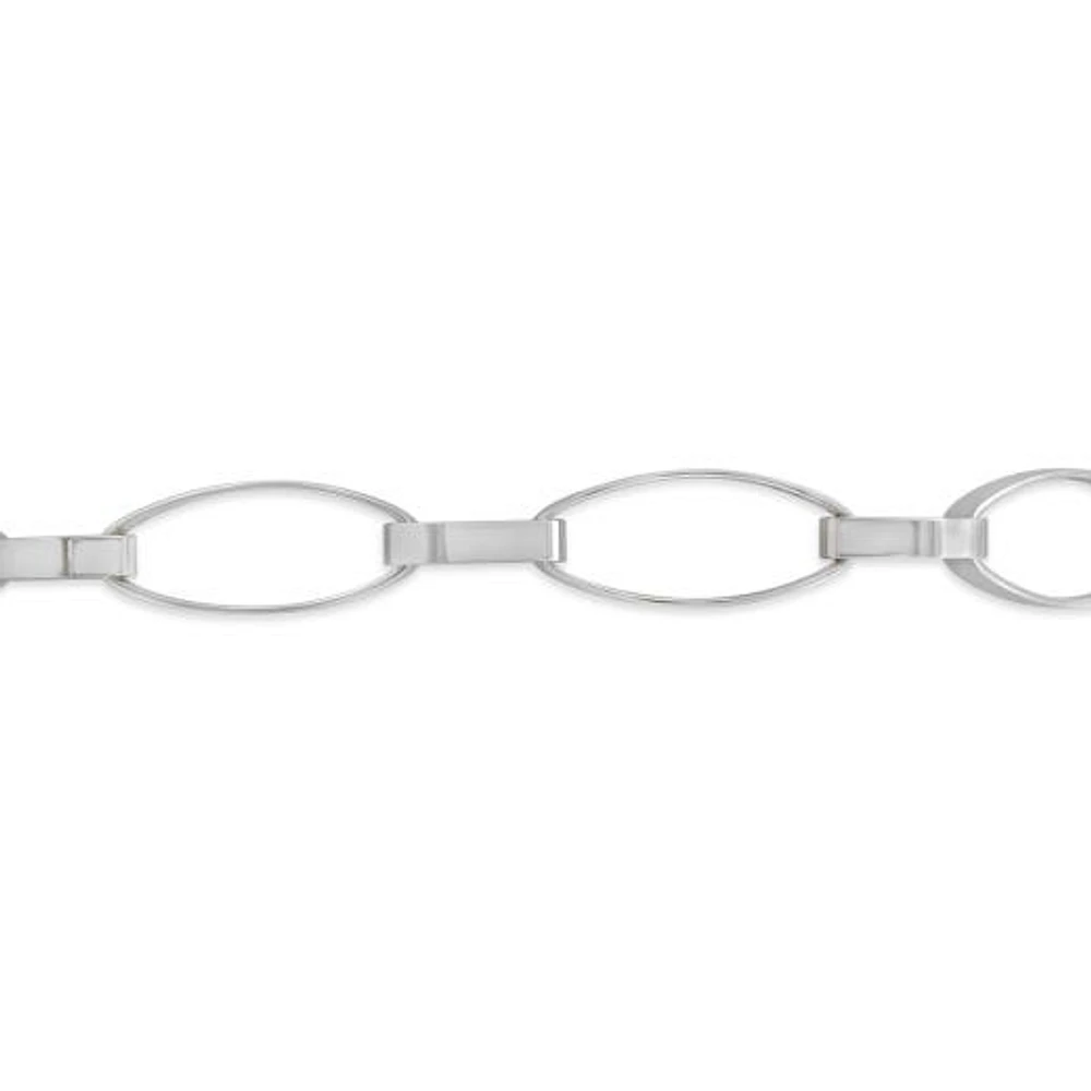 10K White Gold 7.5" Oval Paperclip Link Bracelet