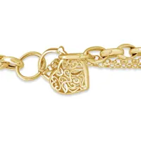 10K Yellow Gold 7.5" Paperclip Link Bracelet with Heart Lock