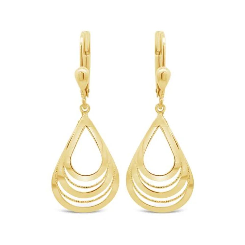 10K Yellow Gold Pear Tear Drop Earrings