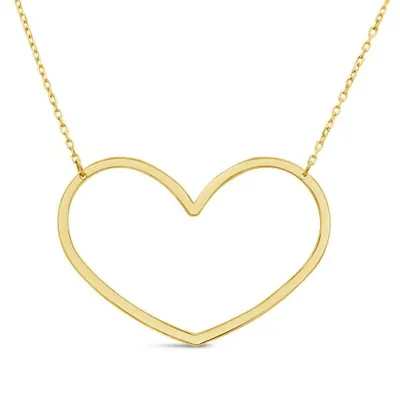 10K Yellow Gold Large Heart 18" Necklace