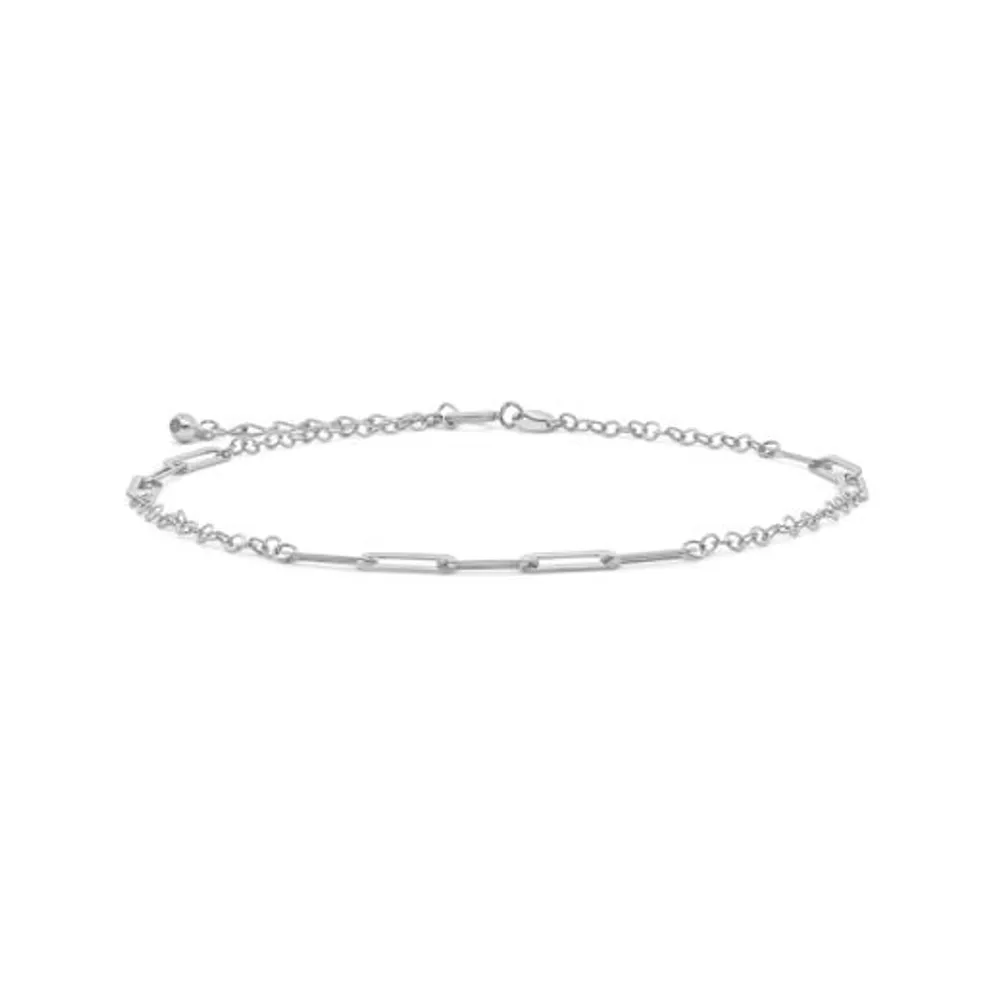 10K White Gold 8.5" Paperclip Link Bracelet