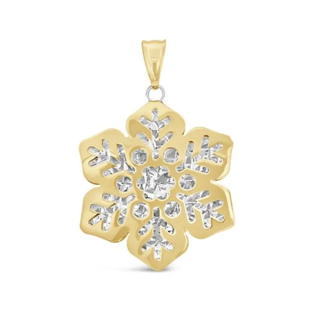 10K Yellow & White Gold Snowflake Pendant (Chain Not Included)