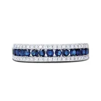 14K White Gold Sapphire and Diamond Ring