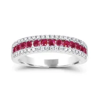 14K White Gold Ruby and Diamond Ring