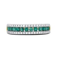 14K Yellow Gold Emerald and Diamond Ring