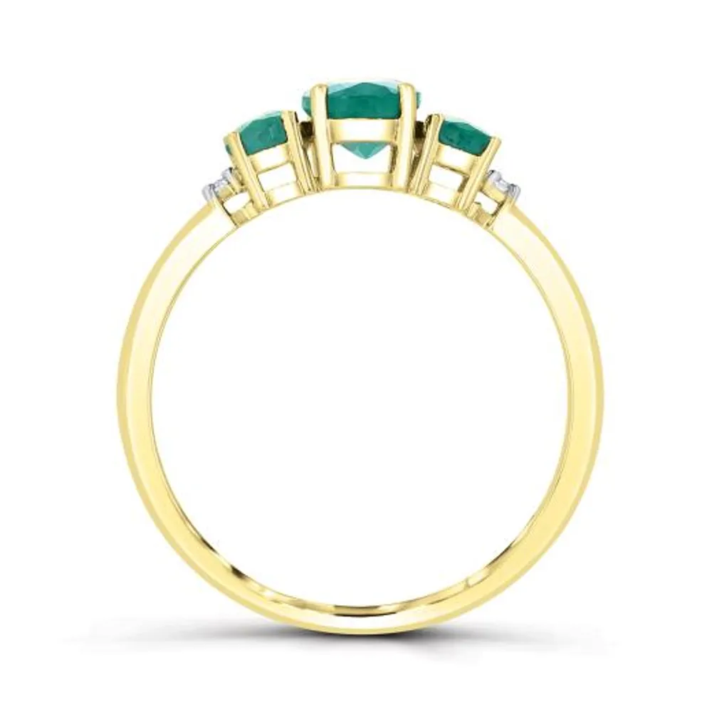 14K Yellow Gold Emerald and Diamond Ring