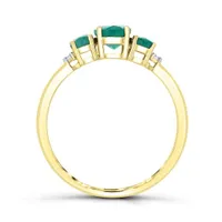 14K Yellow Gold Emerald and Diamond Ring