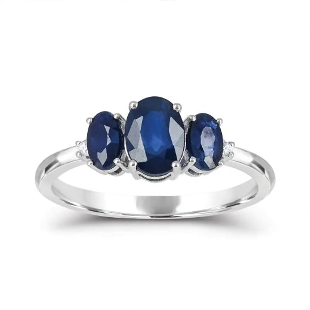 14K White Gold Sapphire & Diamond Ring