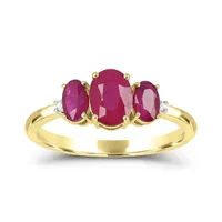 14K Yellow Gold Ruby and Diamond Ring