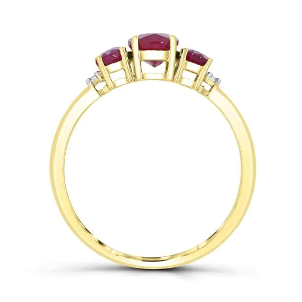 14K Yellow Gold Ruby and Diamond Ring