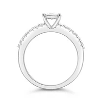 10K White Gold 0.50CTW Princess Cut Diamond Solitaire Ring with Accents