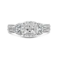 14K White Gold 1.00CTW Diamond Three-Stone Ring