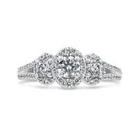 14K White Gold 1.20CTW Diamond Three-Stone Ring