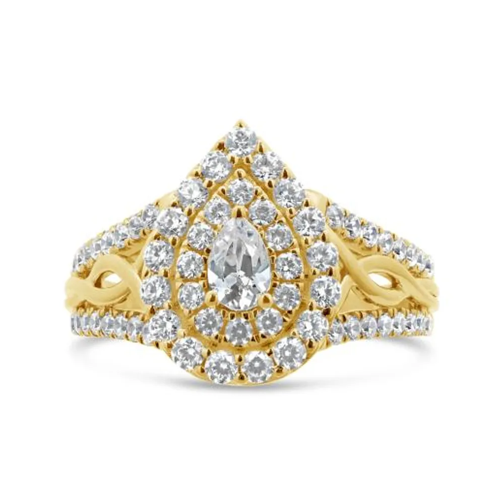 14K Yellow Gold 1.18CTW Pear Shaped Diamond Fashion Ring