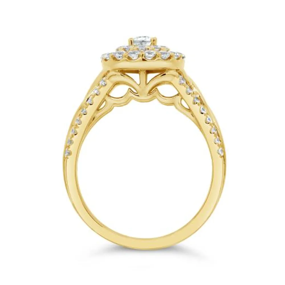 14K Yellow Gold 1.18CTW Pear Shaped Diamond Fashion Ring