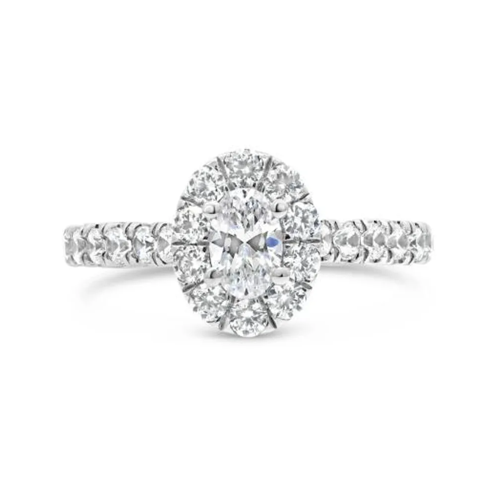 Jenny Packham 18K White Gold Lab Grown 1.25CTW Oval Diamond Bridal Ring