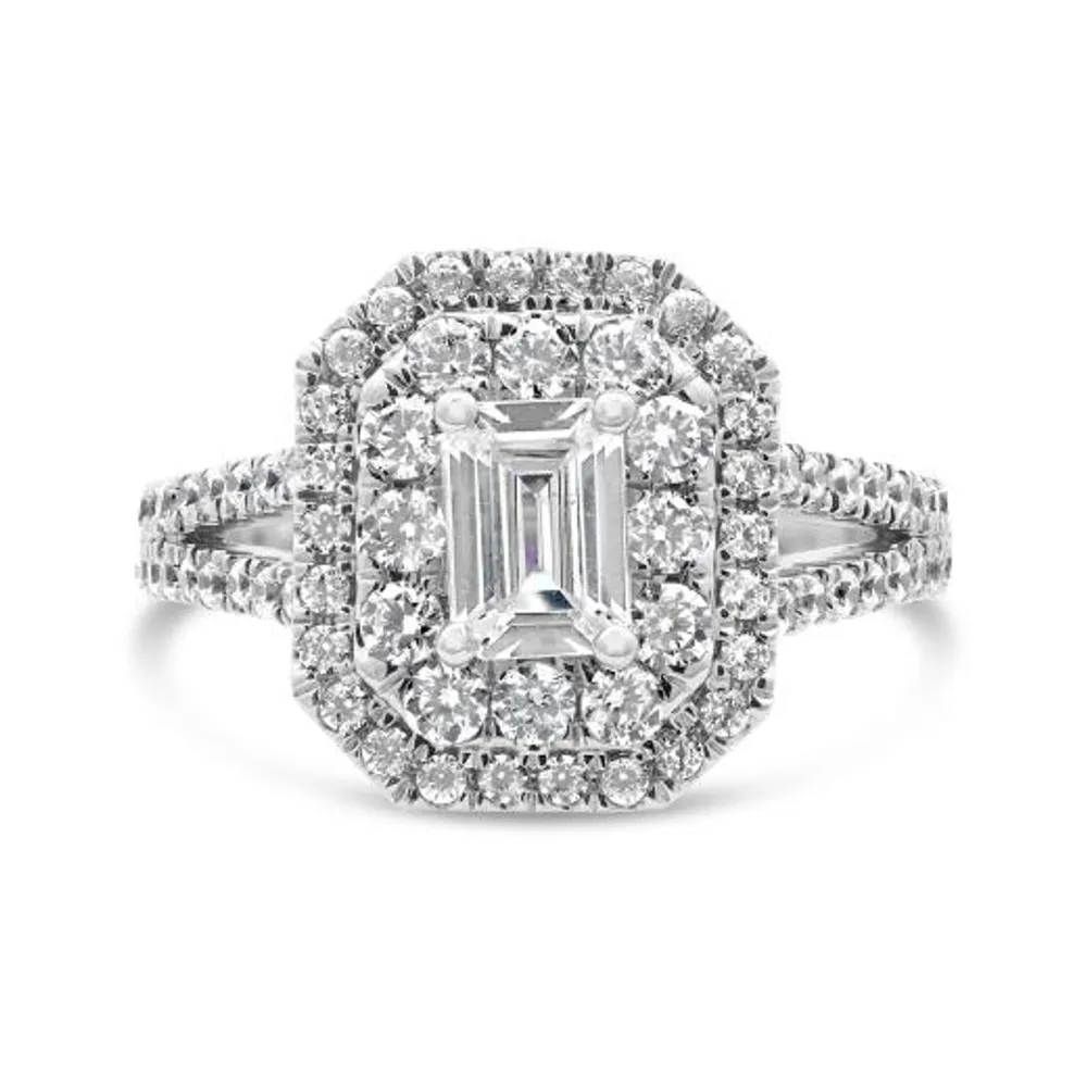 Jenny Packham 18K White Gold Lab Grown 2.00CTW Emerald Cut Diamond Bridal Ring