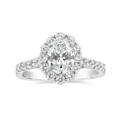 Jenny Packham 18K White Gold Lab Grown 2.00CTW Oval Cut Diamond Bridal Ring